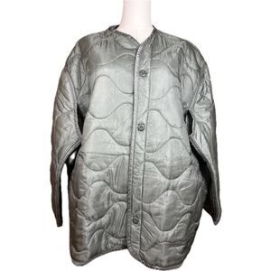 American-vintage Men's Military Liner Green Quilted Cold Weather Coat Jacket